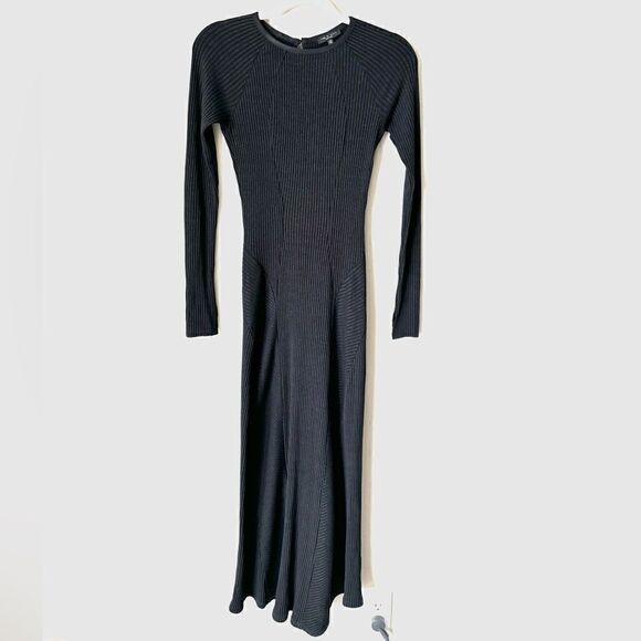 Rag & Bone Echo Maxi Sweater Black Dress Knit Ribbed Size XXS - Picture 12 of 14